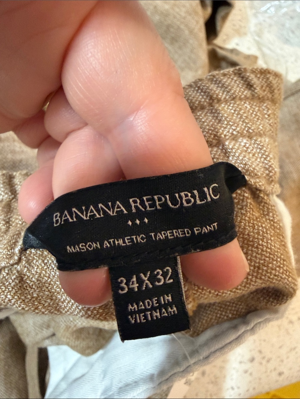 NWT Banana Republic Men’s Linen Blend Mason Athletic Tapered Fit TAN Pant 34x28 - Picture 6 of 11